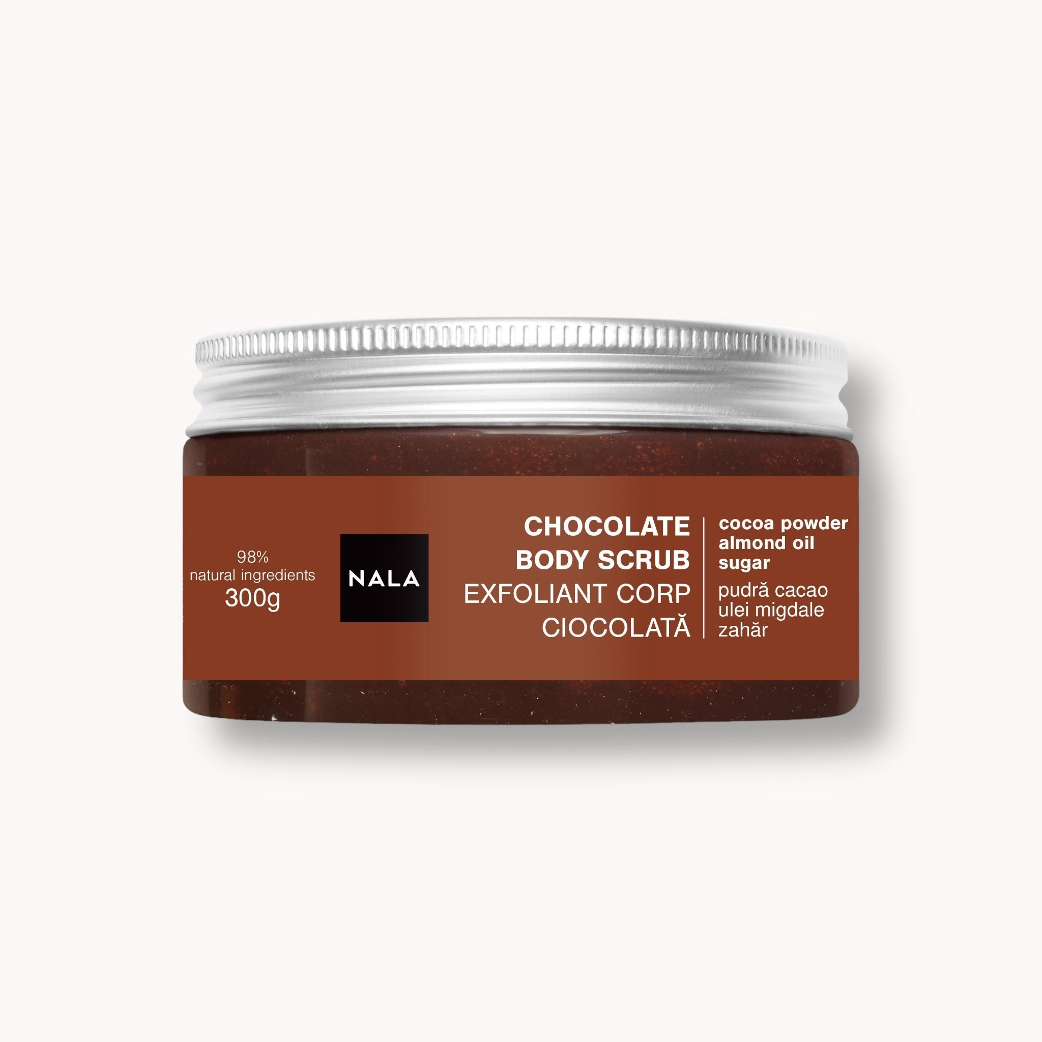 Exfoliante corporal de chocolate - Cacao en polvo y aceite de almendras