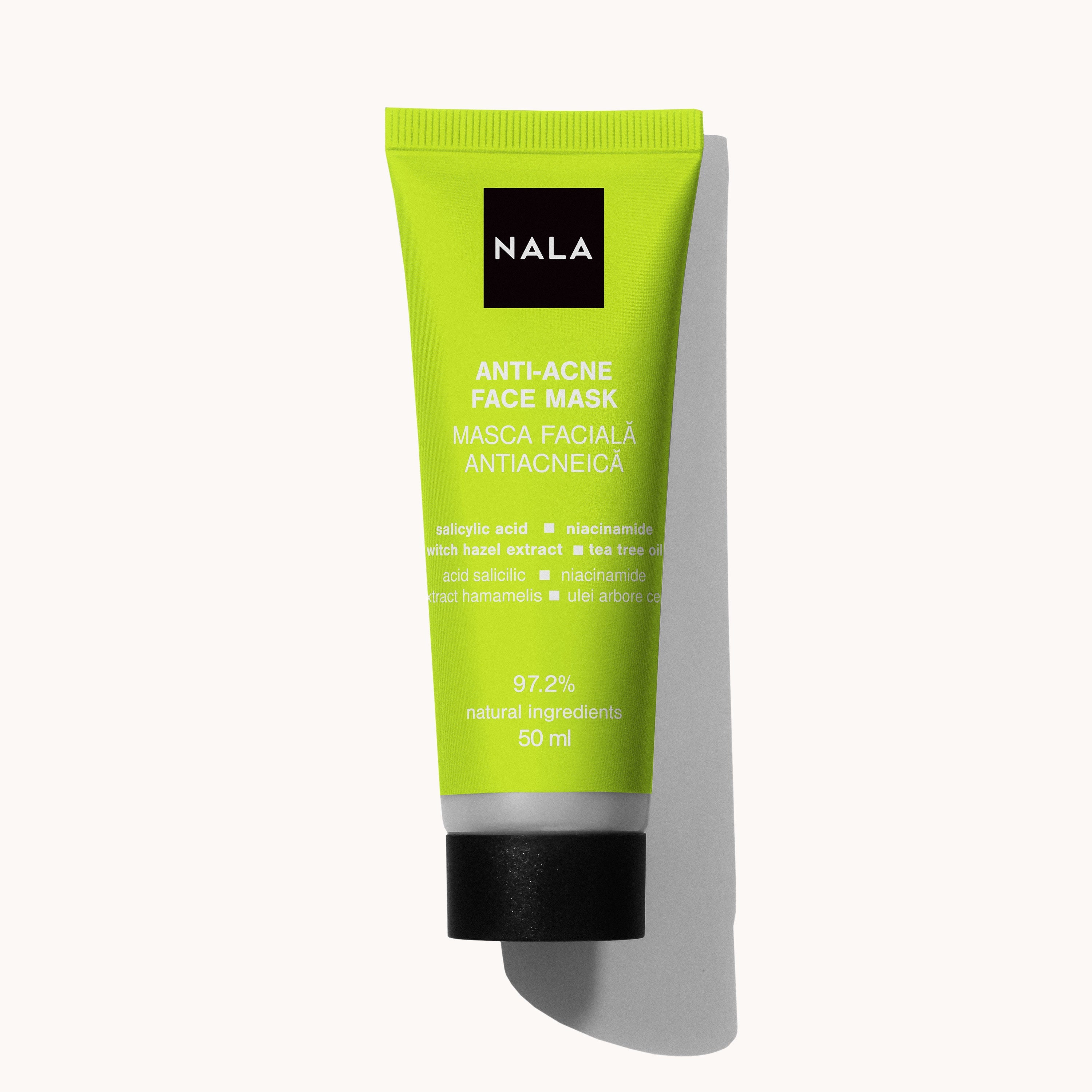Mascarilla facial antiacné - Ácido salicílico, Niacinamida, Extracto de hamamelis, Aceite del árbol del té