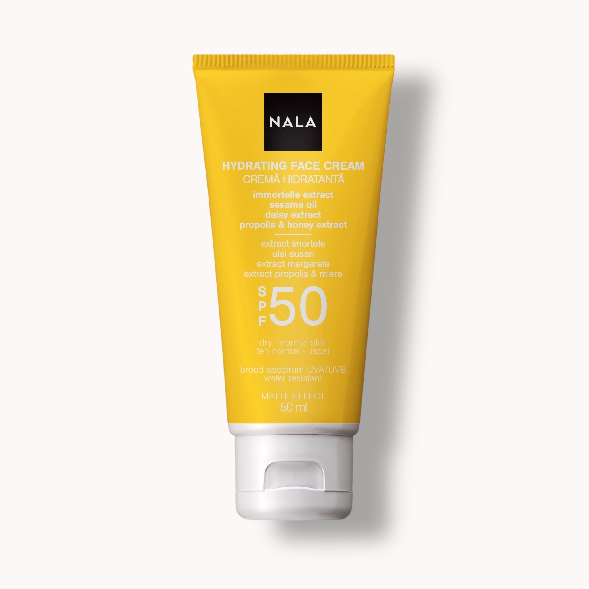 Crema Facial Hidratante SPF 50 - Piel Normal - Extracto de Siempreviva y Margarita