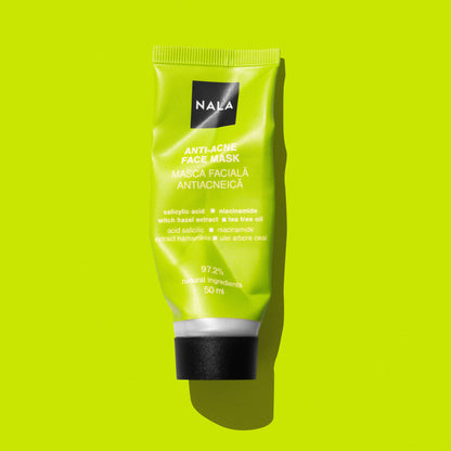 Mascarilla facial antiacné - Ácido salicílico, Niacinamida, Extracto de hamamelis, Aceite del árbol del té