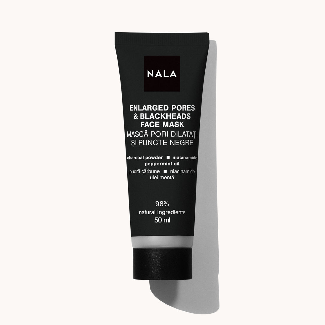 Mascarilla Facial Poros Agrandados y Puntos Negros - Carbón Vegetal en Polvo, Niacinamida, Aceite de Menta Piperita